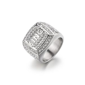 Men's HipHop Stainless Steel Crystals King Ring