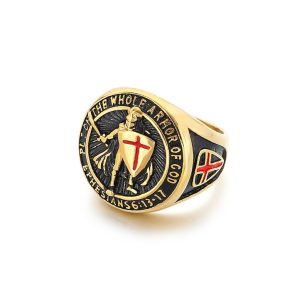 Men's HipHop Stainless Steel Enamels Templar Ring