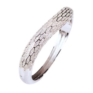 Women's Brass CZ Heavy Python Snake Hinged Bangle