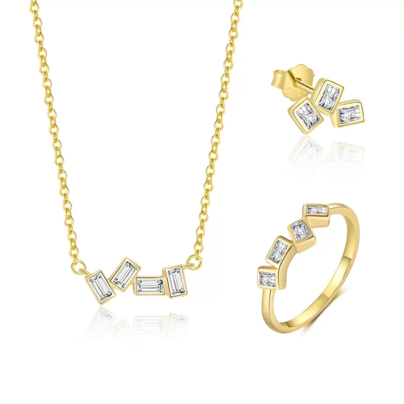 Factory-direct 925 Silver Geometric CZ Jewelry Set