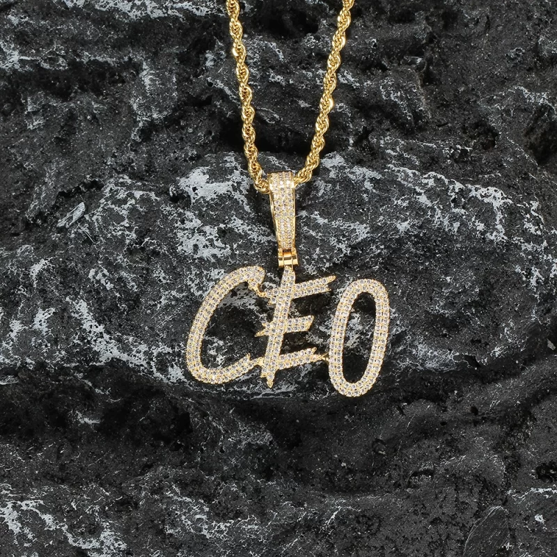 CP21 Custom Jewelry A-Z Sharp CZ Letters Pendant Necklace