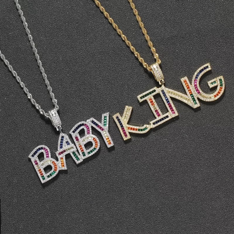 CP24 Customized Jewelry Rainbow Colors A-Z CZ Letter Necklace