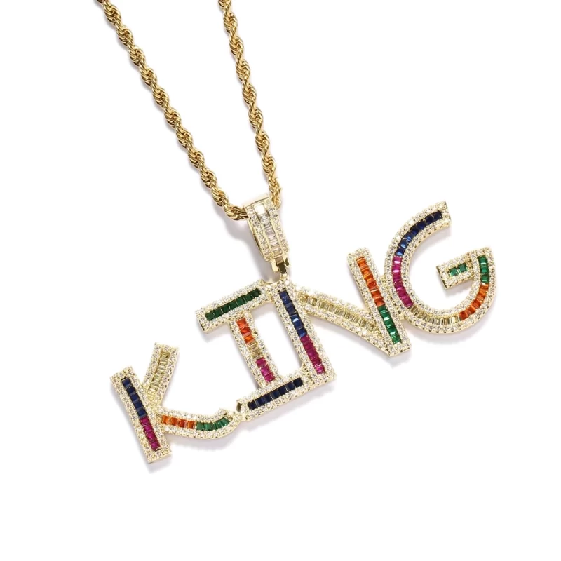 CP24 Customized Jewelry Rainbow Colors A-Z CZ Letter Necklace