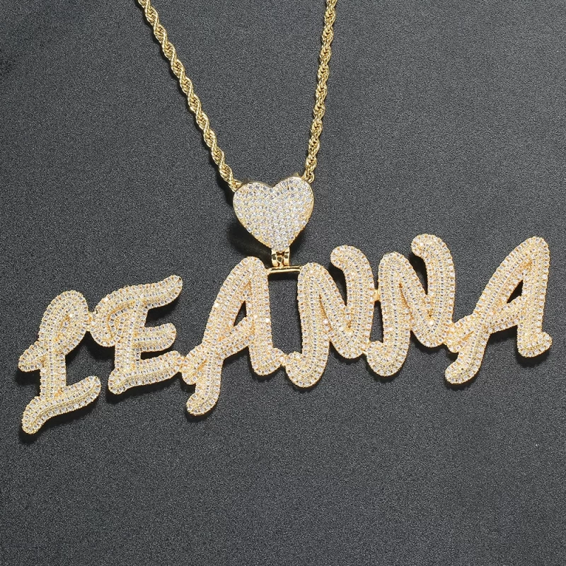 CP26 Customized Jewelry A-Z CZ Letters Heart Necklace