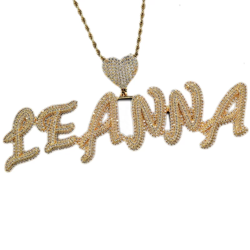 CP26 Customized Jewelry A-Z CZ Letters Heart Necklace