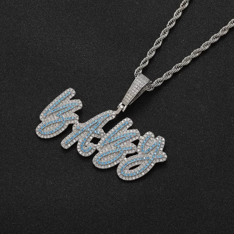 CP34 Customized Jewelry Unique A-Z CZ Letters Hiphop Necklace