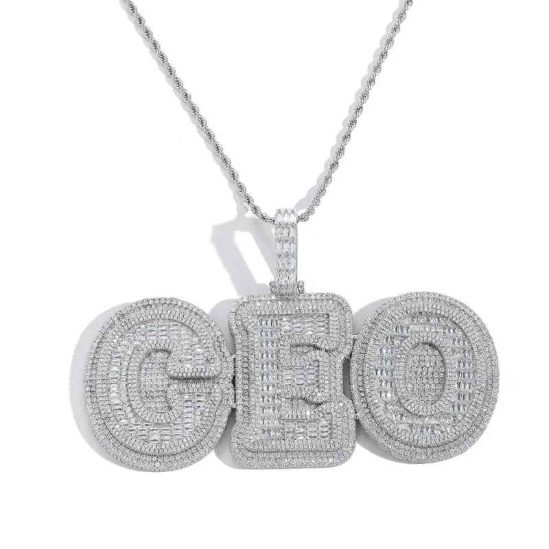 CP46 Customized Jewelry Unisex Heavy A-Z CZ Letters Hiphop Necklace