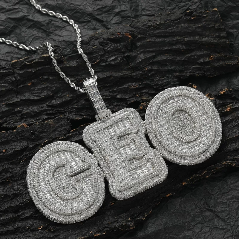 CP46 Customized Jewelry Unisex Heavy A-Z CZ Letters Hiphop Necklace