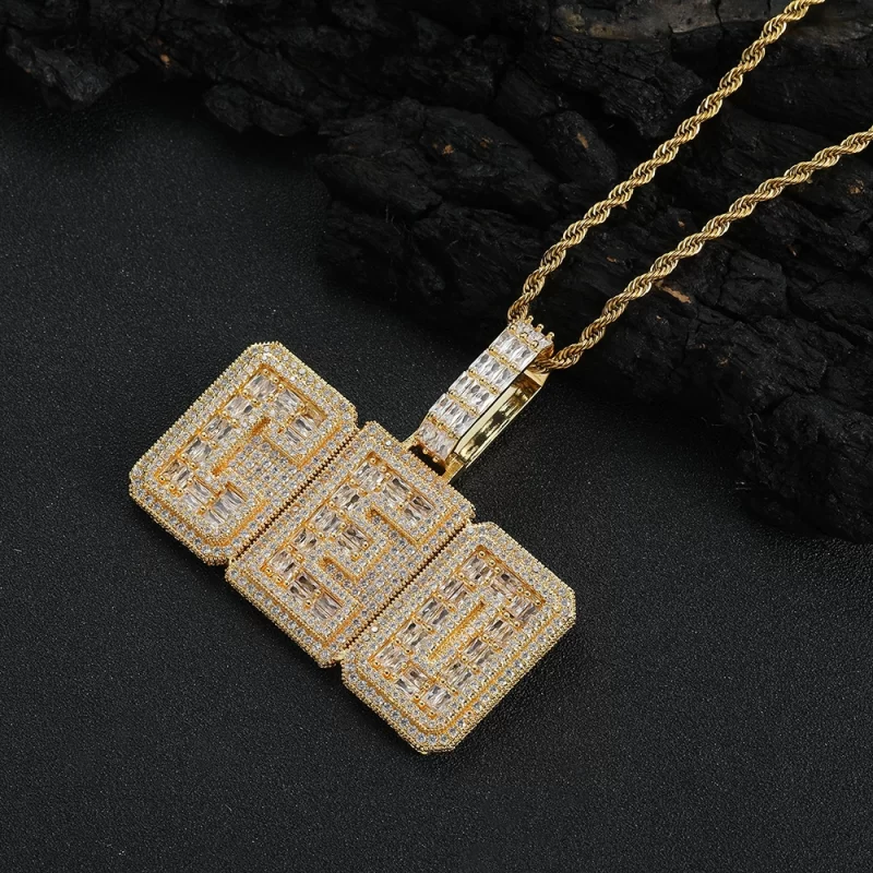 CP49 Customized Jewelry Geometric A-Z CZ Letters Pendant Necklace