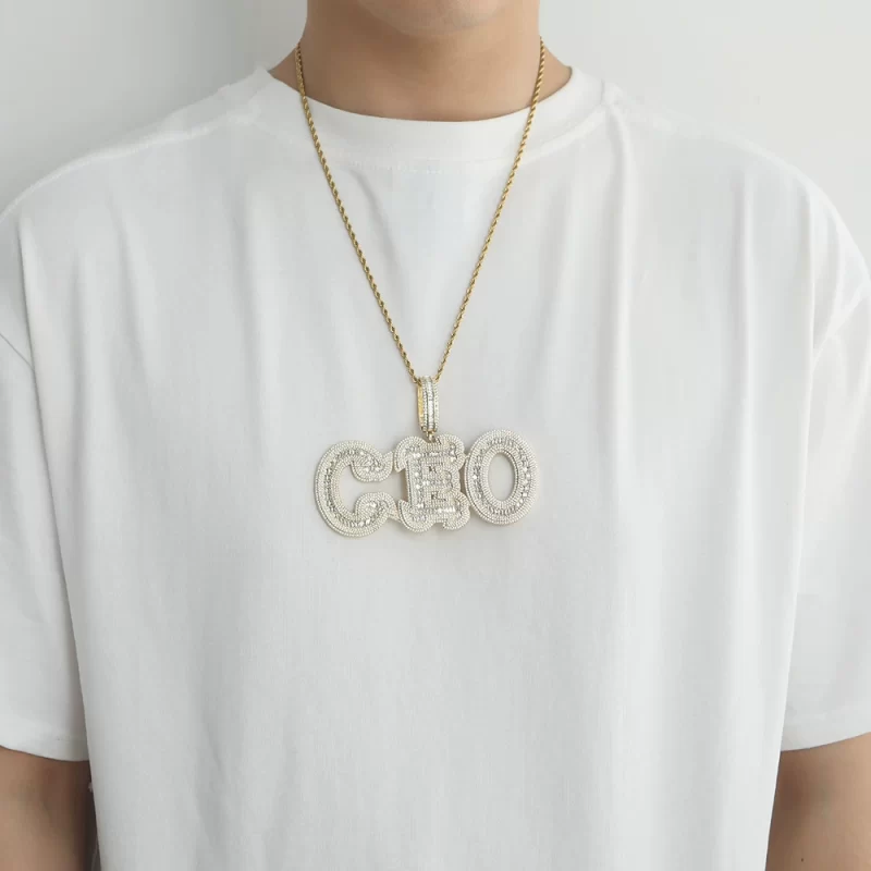 CP53 Customized Jewelry Heavy A-Z CZ Letters Necklace