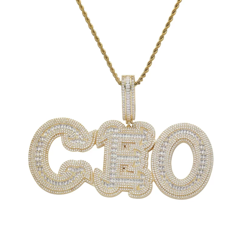 CP53 Customized Jewelry Heavy A-Z CZ Letters Necklace