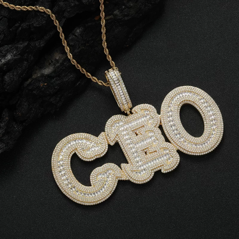 CP53 Customized Jewelry Heavy A-Z CZ Letters Necklace