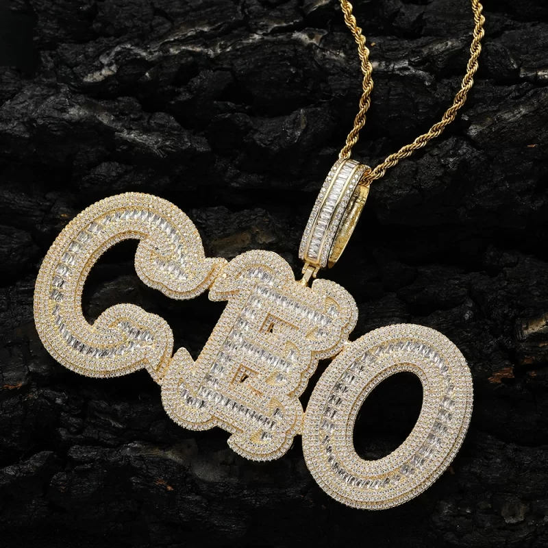 CP53 Customized Jewelry Heavy A-Z CZ Letters Necklace