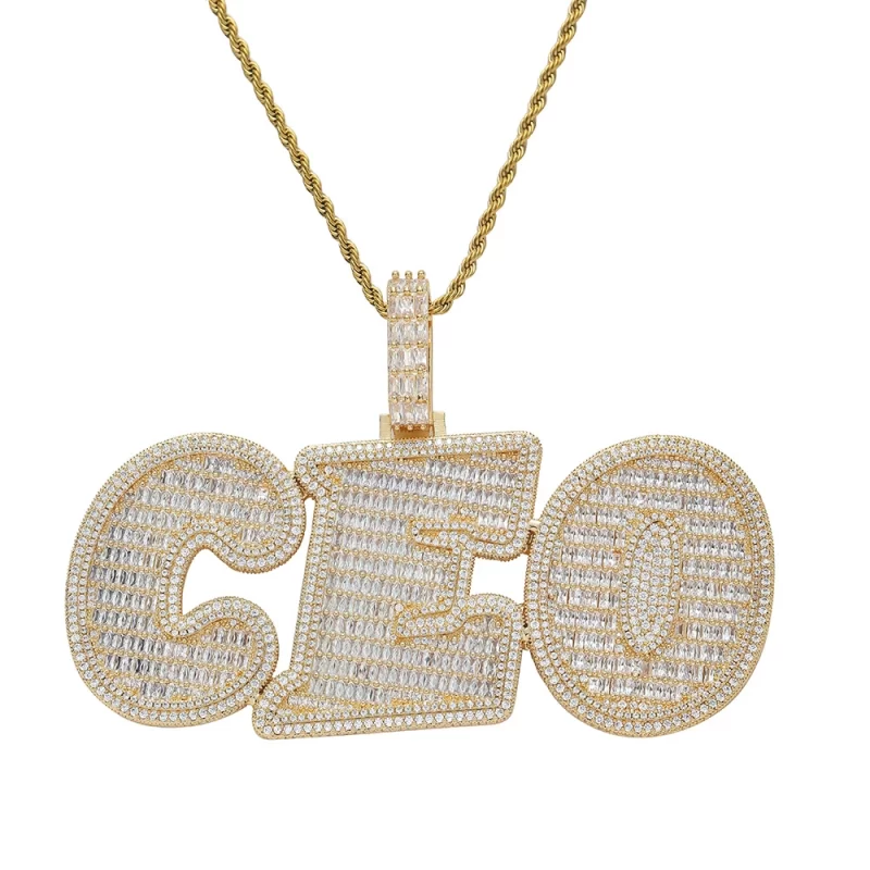 CP54 Customized Jewelry Large A-Z CZ Letters Heart Necklace