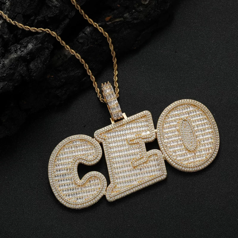 CP54 Customized Jewelry Large A-Z CZ Letters Heart Necklace