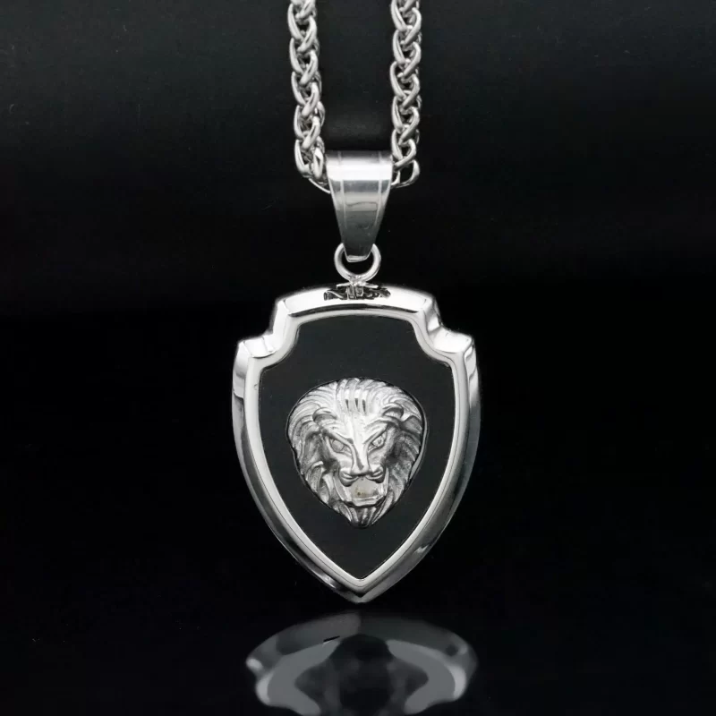 35x27mm Stainless Steel Lion Shield Pendant