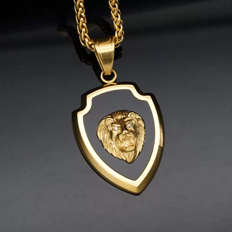 35x27mm Stainless Steel Lion Shield Pendant