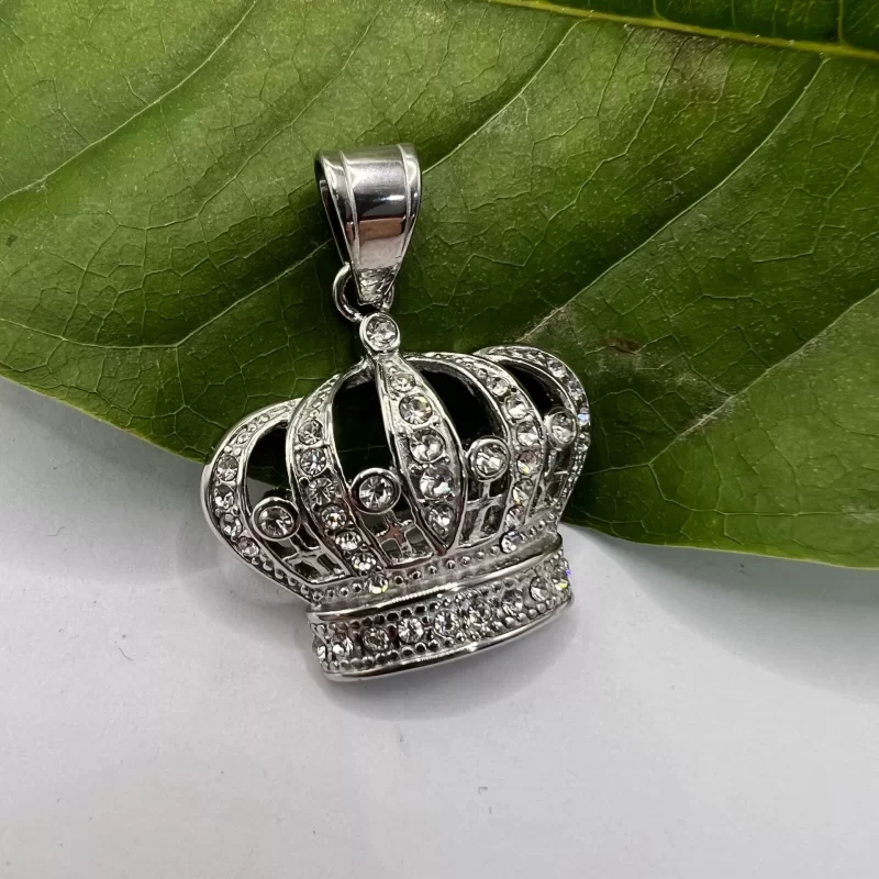 39x31mm Stainless Steel Crystals Crown Pendant