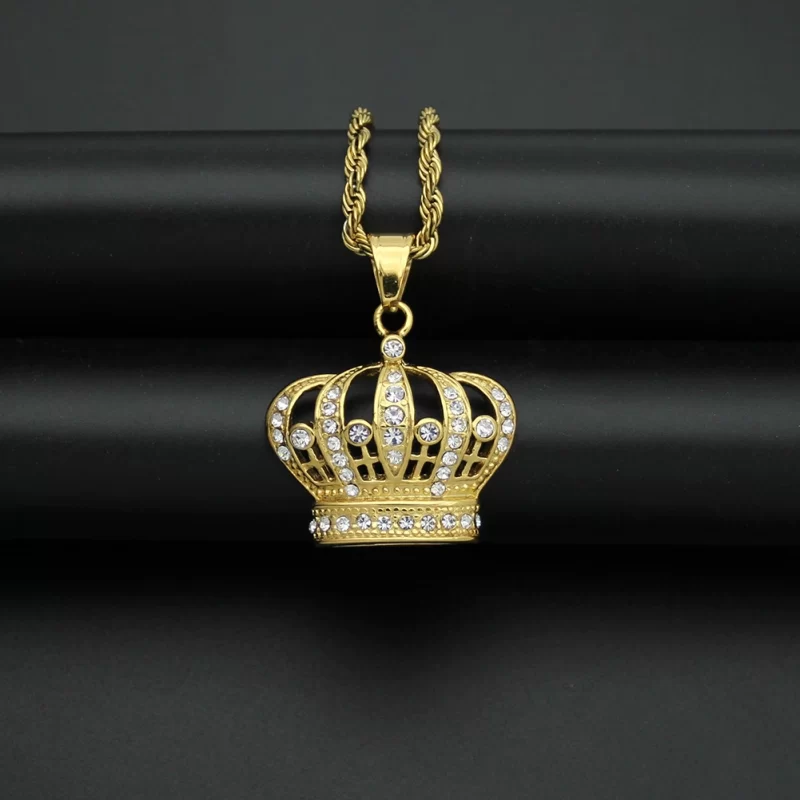 39x31mm Stainless Steel Crystals Crown Pendant