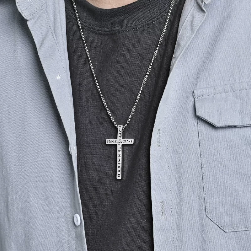 27g Enamel Stainless Steel Cross Pendant Necklace