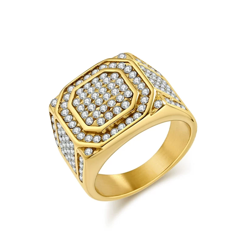 Unisex Stainless Steel Diamond Geometrics Ring