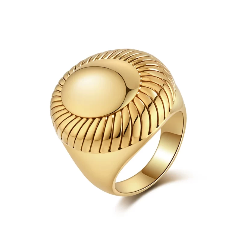 35g Stainless Steel Round Stripes Ring for Women