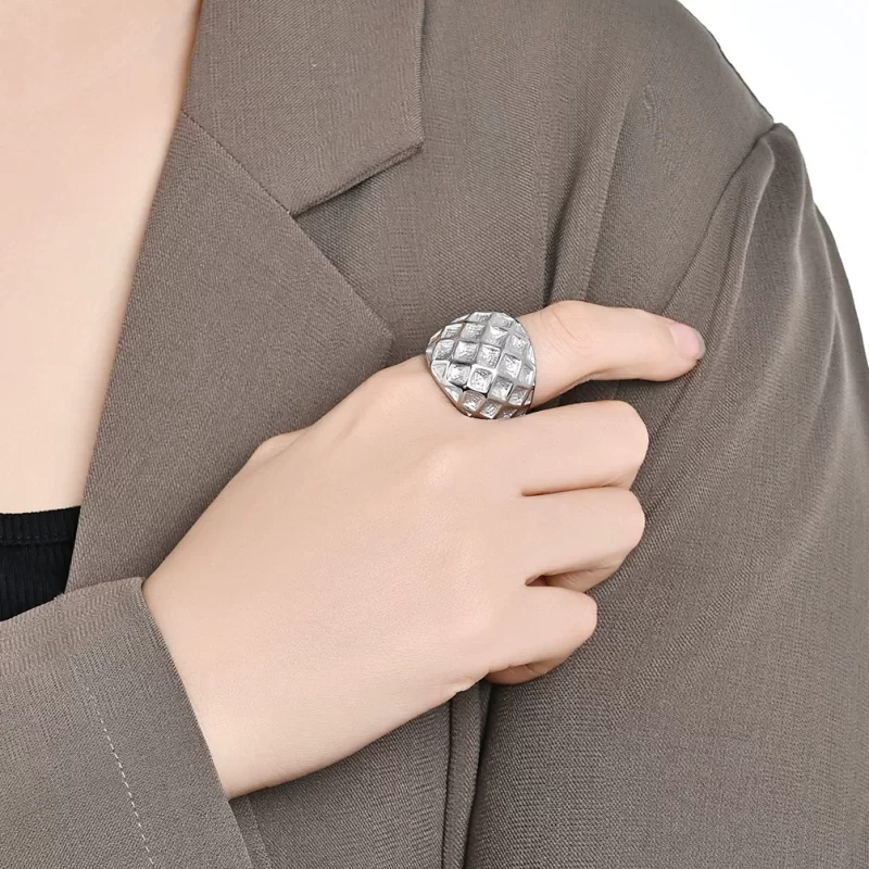 Stainless Steel Squares Ring for Women