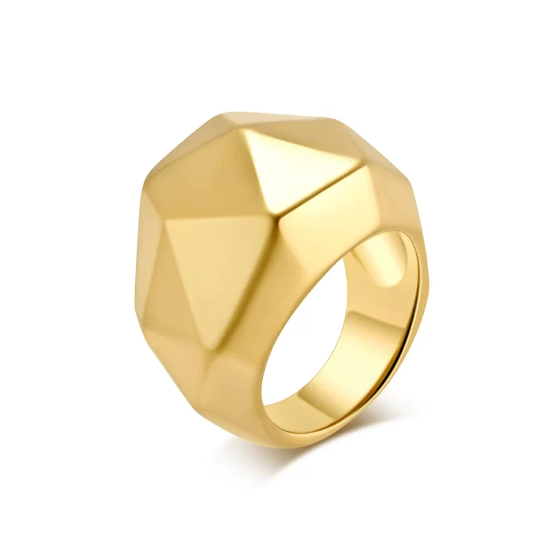 Stainless Steel Geometric Faceted Ring for Women