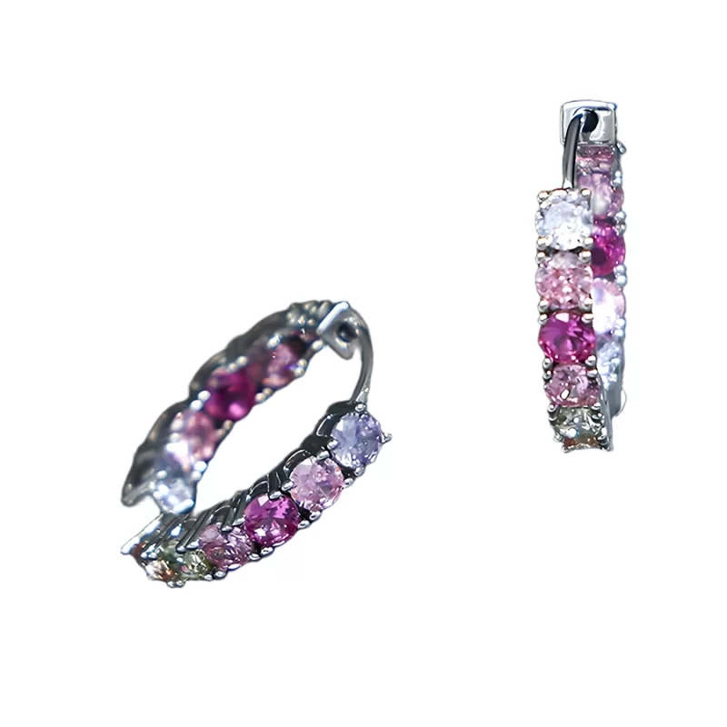 Brass 21mm Colored Zirconia Hoop Earrings