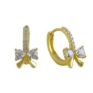 11.8mm 925 Silver CZ Bowknot Hoop Earrings