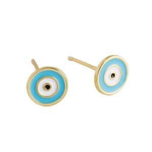 925 Silver Blue Enamels Eye Stud Earrings