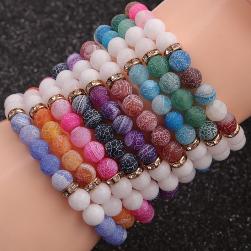 Handcrafted 8mm Gemstone Beaded Rings Bracelet