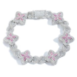 18mm Unisex Hiphop Brass Diamond Clovers Bracelet