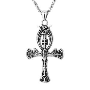 Men's 56mm Stainless Steel Skull Cross Pendant