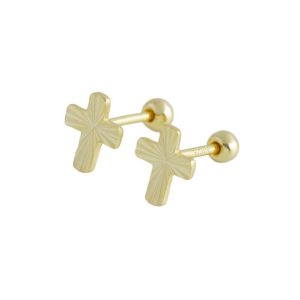 Religious 925 Silver Cross Stud Earrings