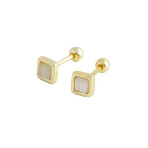 925 Silver Geometric Opal Stud Earrings