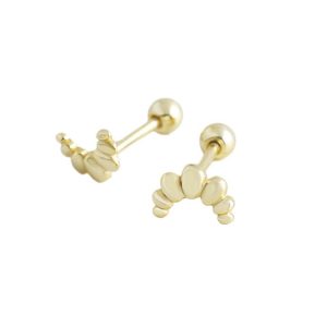 925 Silver Beaded C Screwing Stud Earrings