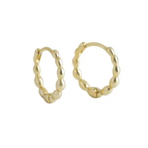 13.8mm 925 Silver Oval Beaded Hoop Earrings
