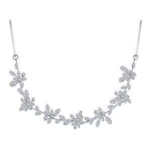28cm Brass White CZ Leaf Flowers Hair-clip
