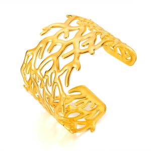 Stainless Steel 44mm Hollow Corals Cuff Bangle