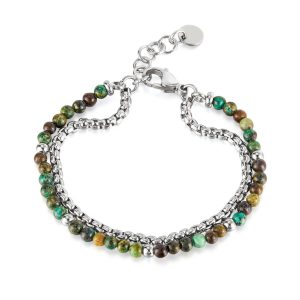 6mm Stainless Steel Chains Gemstone Bracelet