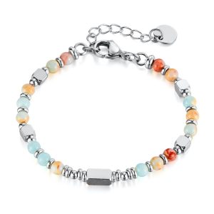 Handmade Stainless Steel Beads Gemstone Bracelet