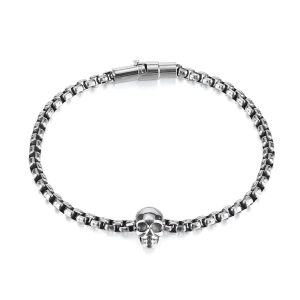 Men's 4mm Stainless Steel Chains Skull Bracelet