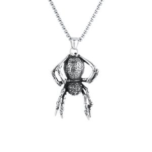 39g Heavy Stainless Steel Spider Pendant Necklace