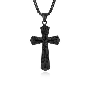 Men's Stainless Steel Jesus Cross Pendant Necklace