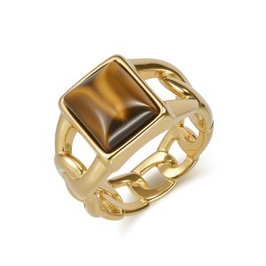 Men's Hiphop Stainless Steel 14mm Gemstone Ring