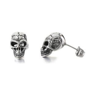 Men's Stainless Steel Skull Stud Earrings
