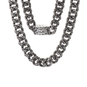 185g Heavy Hammering Stainless Steel Chains Necklace