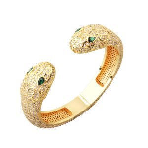 Unisex Hiphop Brass Diamonds Leopard Bracelet