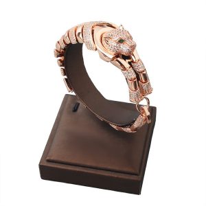 Unisex Hiphop Brass Diamonds Leopard Bracelet